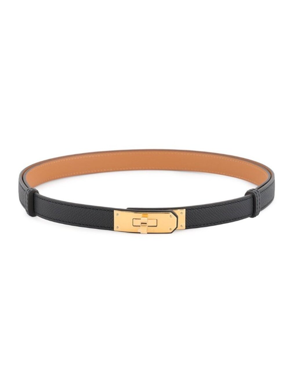 Hermes Kelly Belt Black Gold Epsom